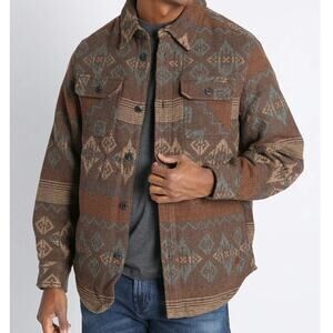 JACHS NEW YORK Wool Blend Shirt Jacket Shacket Brown Aztec Western Boho